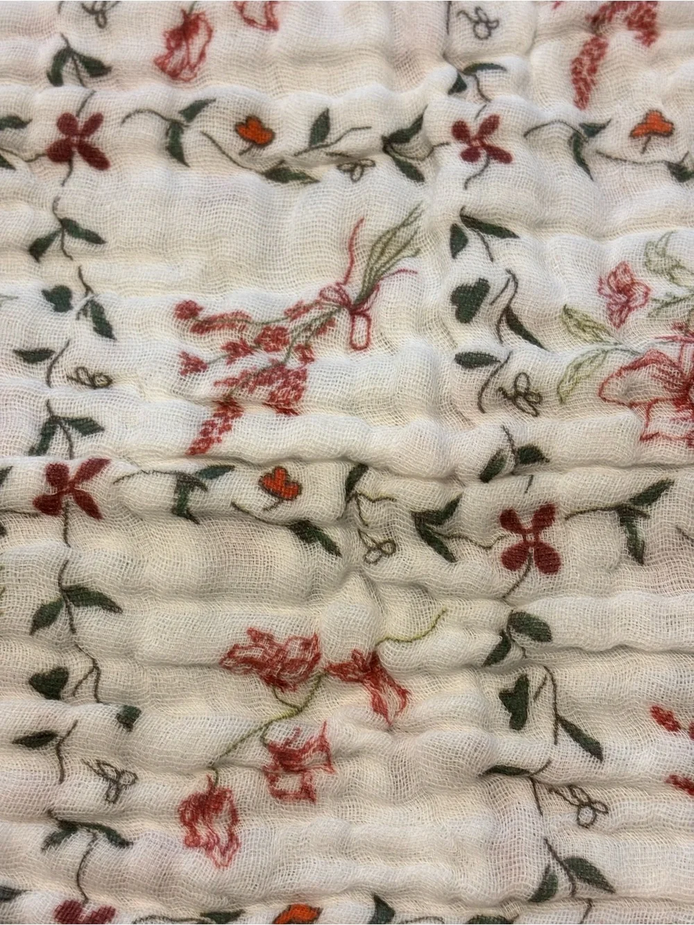 The Fleece Company Muslin Cotton Floral Wildflower Twin Throw Blanket Green Trim